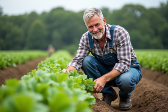 Fermeur en jardinage de légumes verts sains