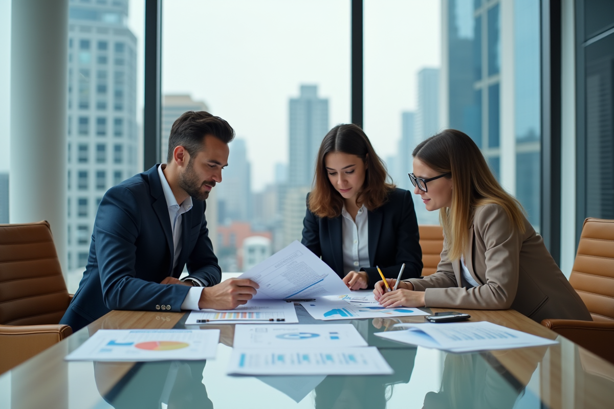 Jeunes professionnels discutant autour d